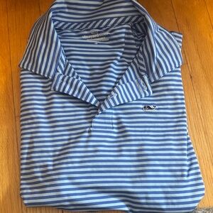Vineyard Vines Young Men's Performance Polo in Blue and light Blue  Stripes